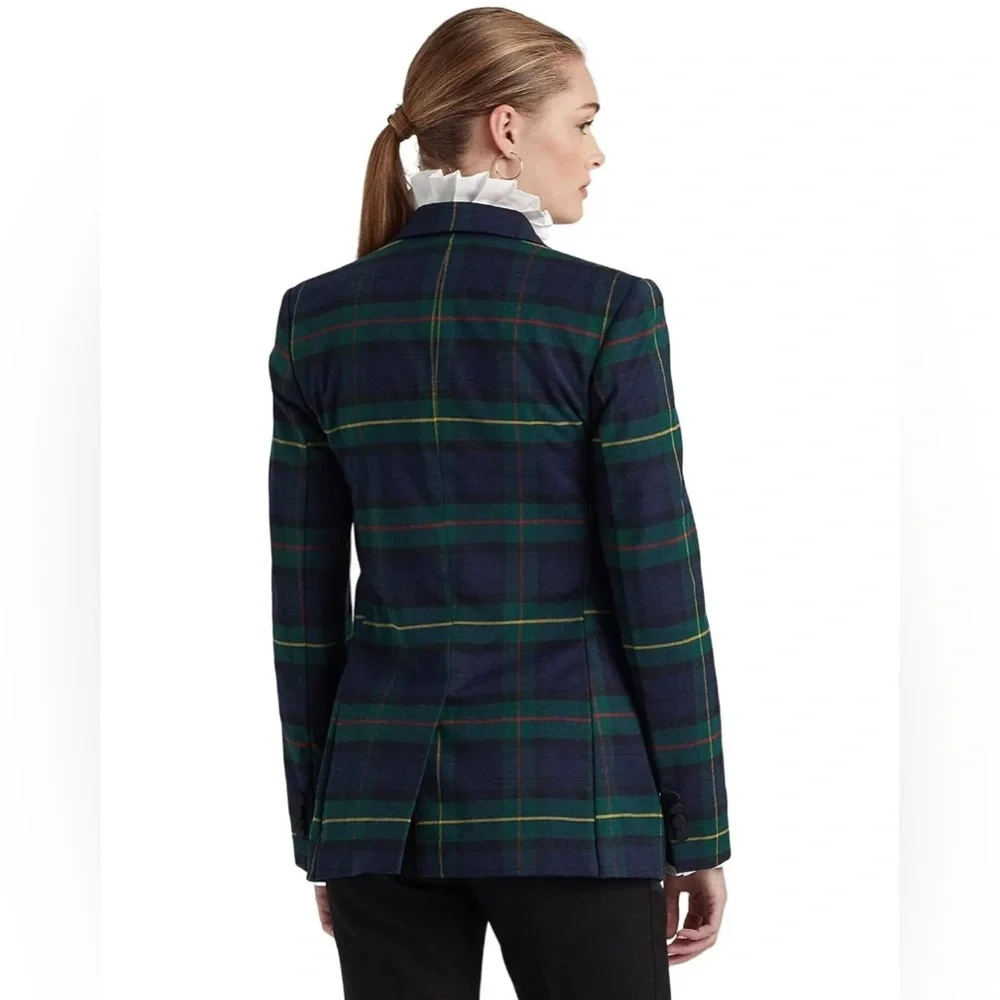 NWT Lauren Ralph Lauren Bullion Plaid Wool-Blend Twill Blazer Size 20W Woman - Picture 3 of 16